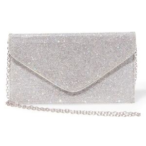 Steve Madden BSWAGGER Silver Envelope Clutch Bag Purse